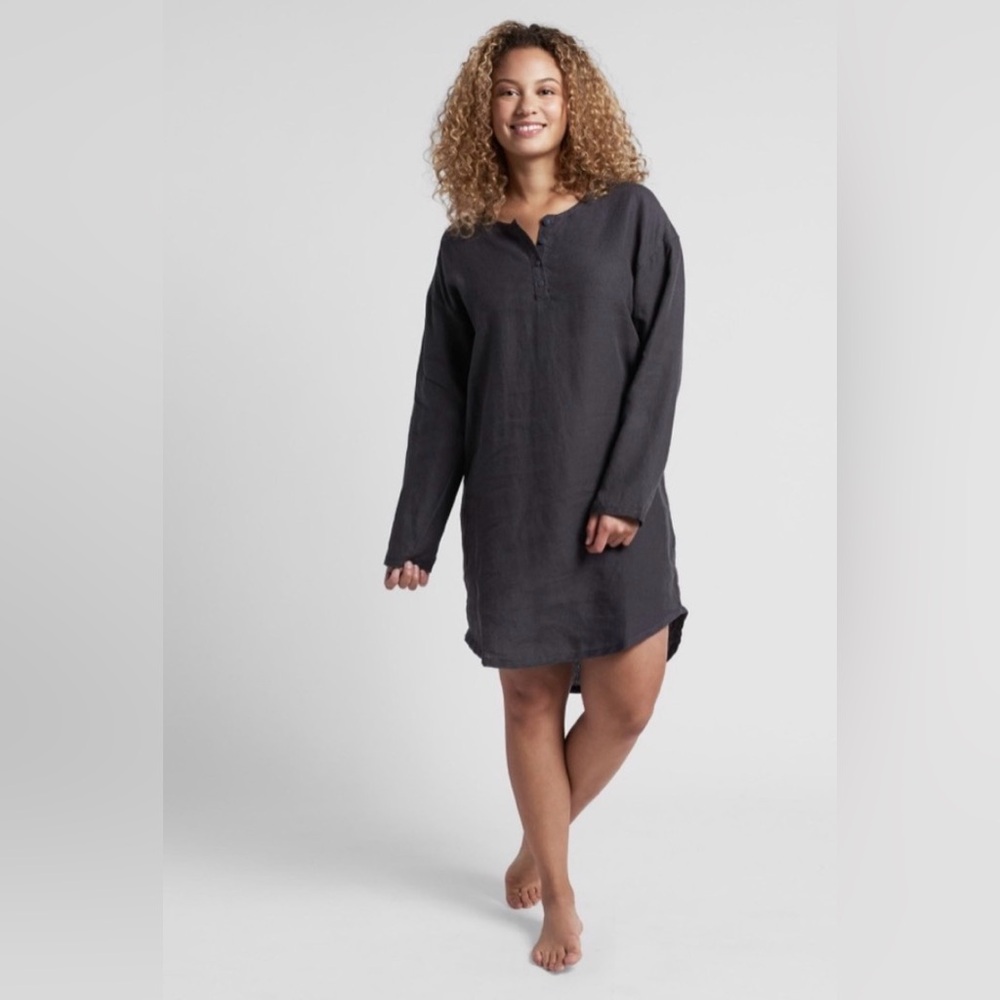 Parachute 100% Linen Sleep Shirt Coal Gray Size XS - Picture 2 of 9